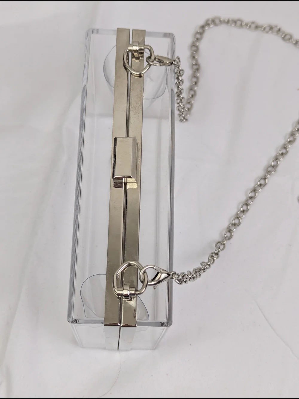 Clear Acrylic Box Crossbody Bag with Silver Chain